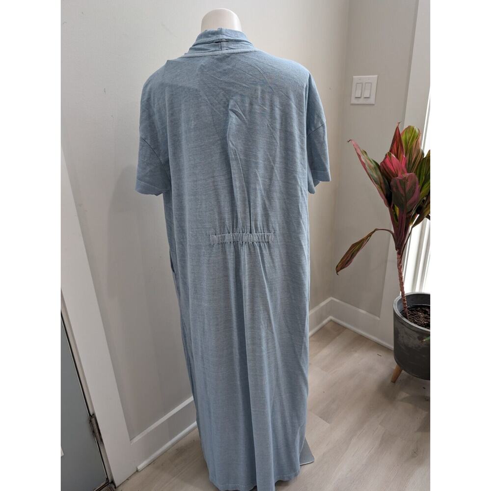 New Poetry Plus Size 18 Maxi Dress Ocean Blue Short Sleeves Pockets Hemp Cotton - Picture 6 of 11